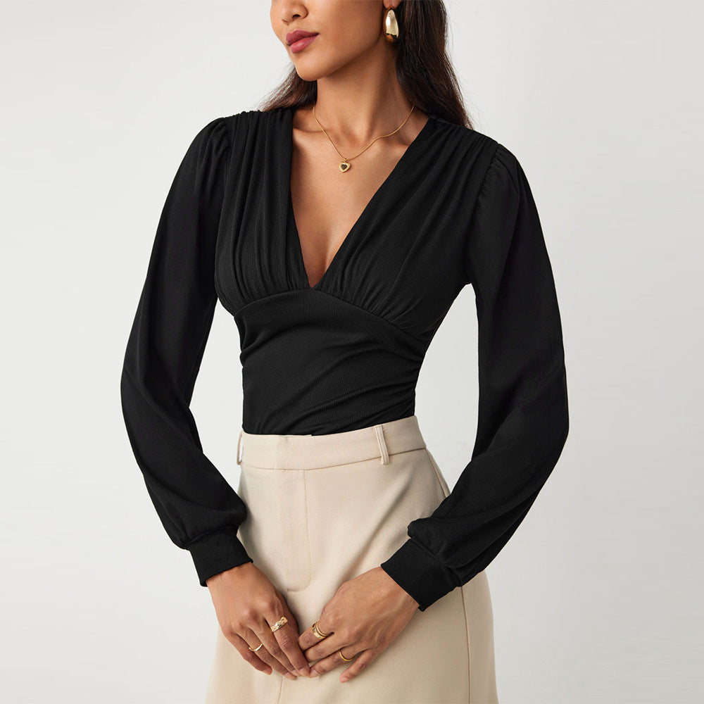 Dam Overall Slim Fit Långärmad V-ringad Elastisk 3