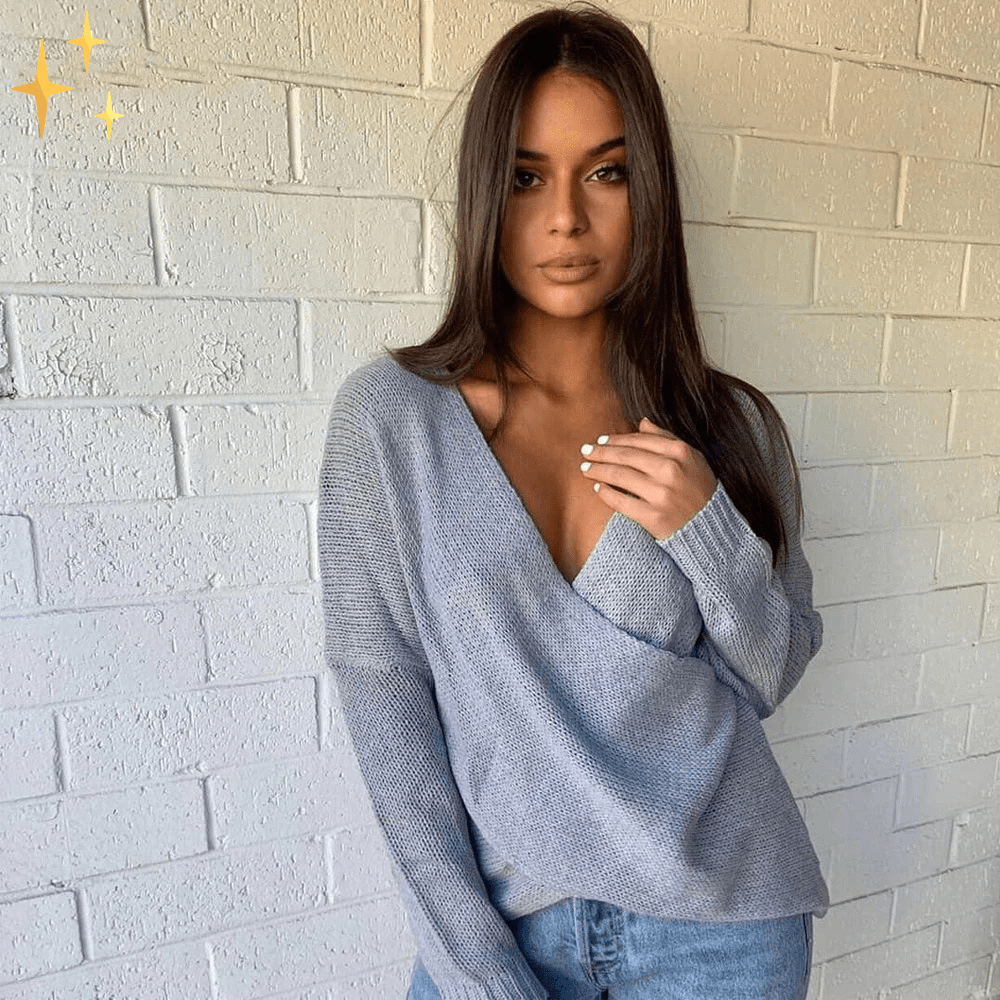 Dam Oversized Tröja Off-Shoulder Andningsbart Material 3