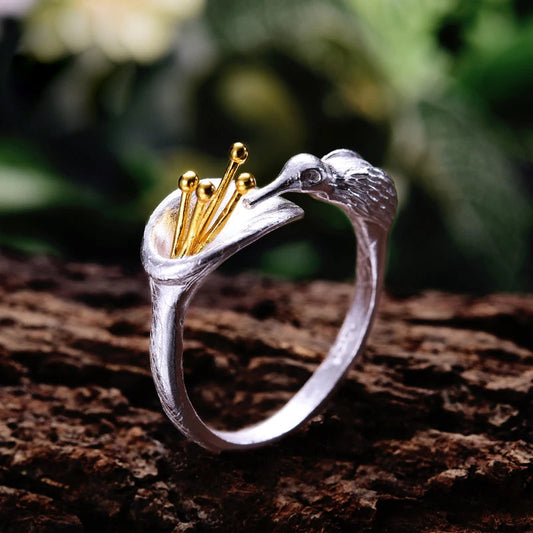 Dam Ring Kolibri Design 925 Sterling Silver 0