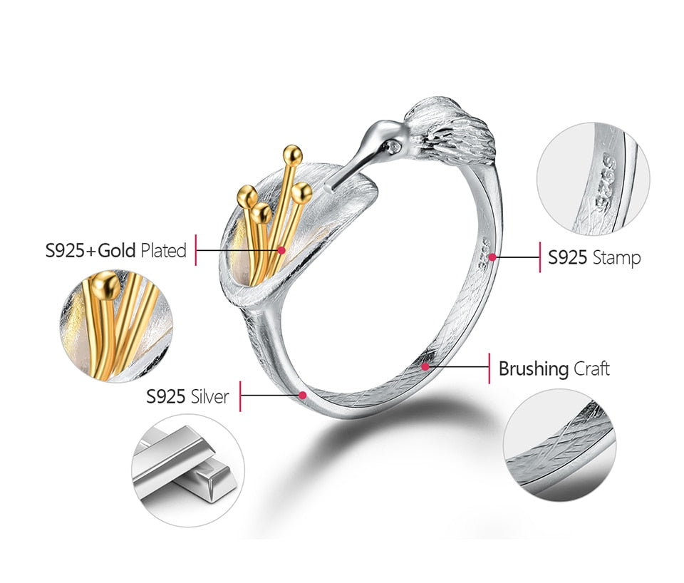 Dam Ring Kolibri Design 925 Sterling Silver 1