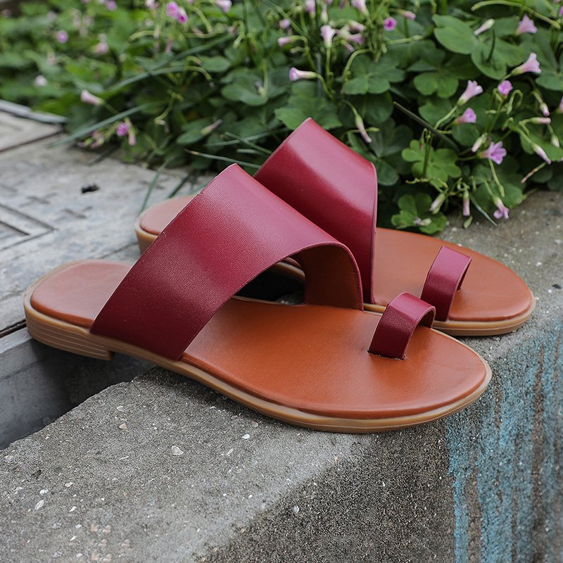 Dam Sandaler Öppna Tåavskiljare Syntetiskt Läder Vadderad Fotbädd 2