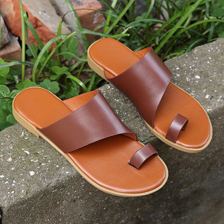 Dam Sandaler Öppna Tåavskiljare Syntetiskt Läder Vadderad Fotbädd 3