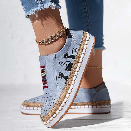 Dam Skor Slip-On Kattmönster PU Material 0