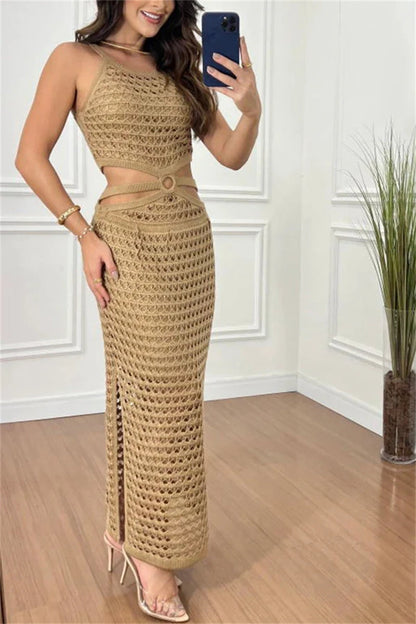 Dam Stickad Klänning Trendig Akryl 1