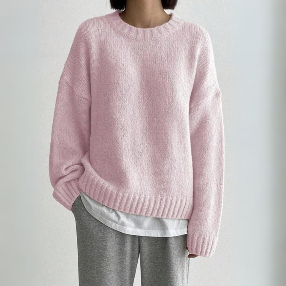 Dam Stickad Tröja Mjuk Casual Design 3