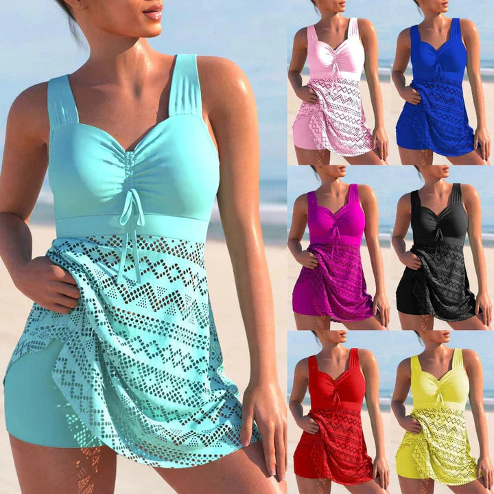 Dam Tankini Set Vadderad Ruffles Snabbtorkande Tyg 1