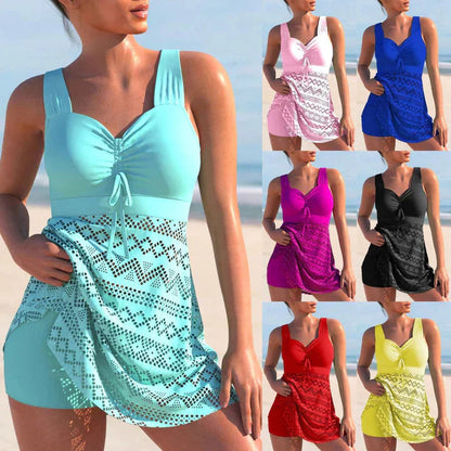 Dam Tankini Set Vadderad Ruffles Snabbtorkande Tyg 1