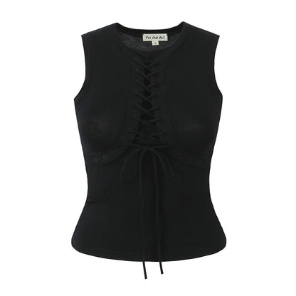 Dam Top Rundhals Slim Fit Elastisk Bomull 3