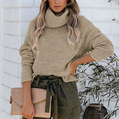 Dam Turtleneck Tröja Avslappnad Bomull Polyester 0