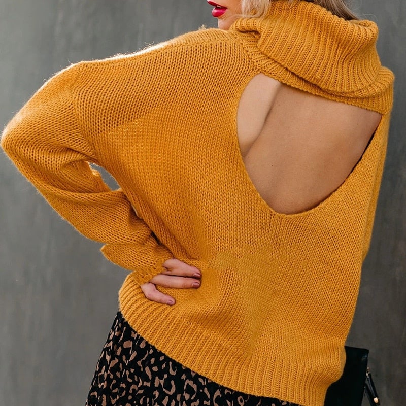 Dam Turtleneck Tröja Avslappnad Bomull Polyester 1