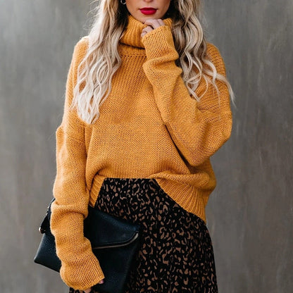 Dam Turtleneck Tröja Avslappnad Bomull Polyester 7