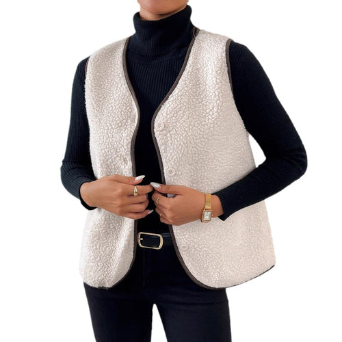 Dam Väst Teddy-Fleece och Suede Avslappnad Passform 0