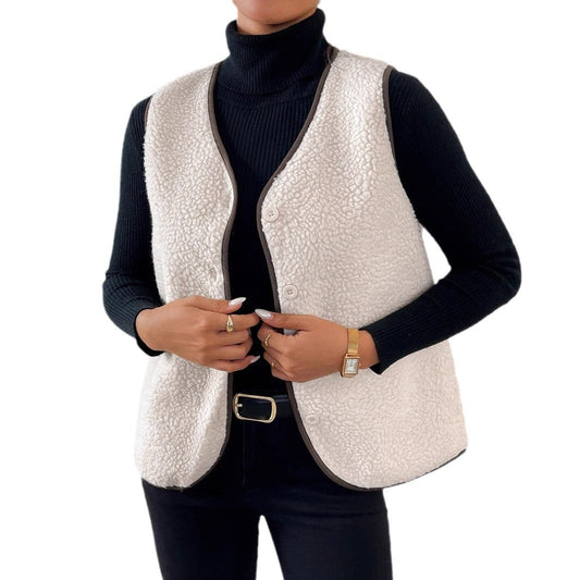 Dam Väst Teddy-Fleece och Suede Avslappnad Passform 0