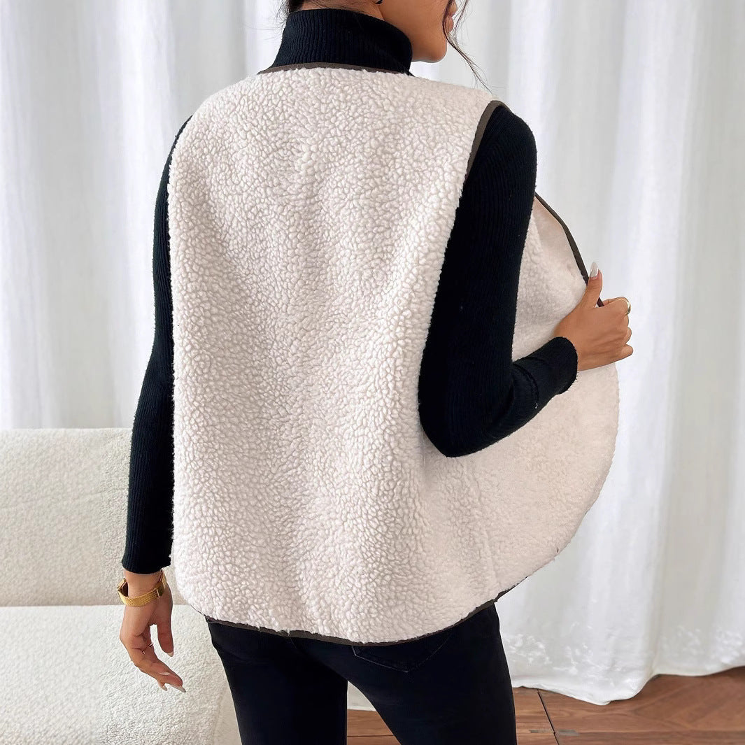 Dam Väst Teddy-Fleece och Suede Avslappnad Passform 3