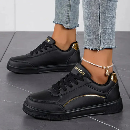 Kvinnors Låga Sneakers Syntetiskt Läder Trendig och Bekväm-3