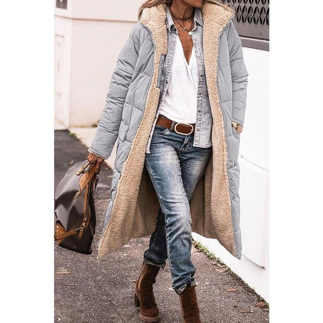 Variant image for Dam Kappa Reversibel Lång Puffermantel Sherpa-13