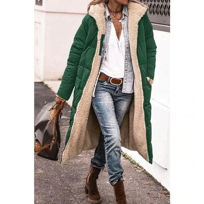 Dam Kappa Reversibel Lång Puffermantel Sherpa-6