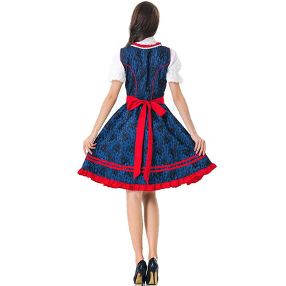 Dam Dirndl Klänning Traditionell Bayersk Polyester med Förkläde 5