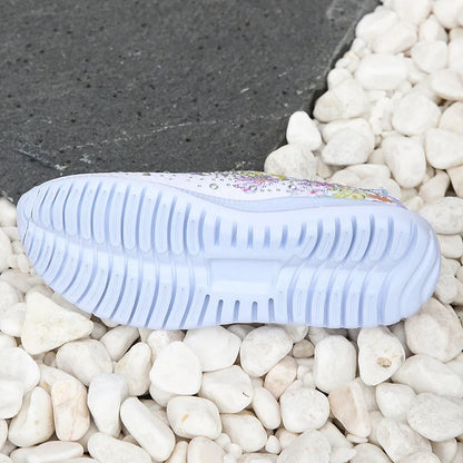 Kvinnors Plattformskor Stickade Blommönster 100% Bomull-5