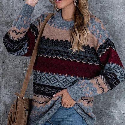 Variant image for Stickad Dam Tröja Löst Passform Randig Mjuk Material-1