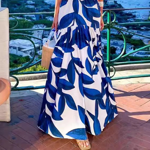 Damklänning A-Linje med Blommönster Polyester för Fina Tillfällen 4