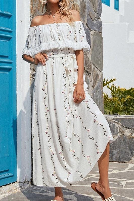 Damklänning Off-Shoulder Lätt Bomull 0