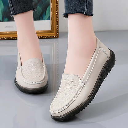 Damskor Läderloafers med Lättnadsmönster Eleganta och Bekväma 1