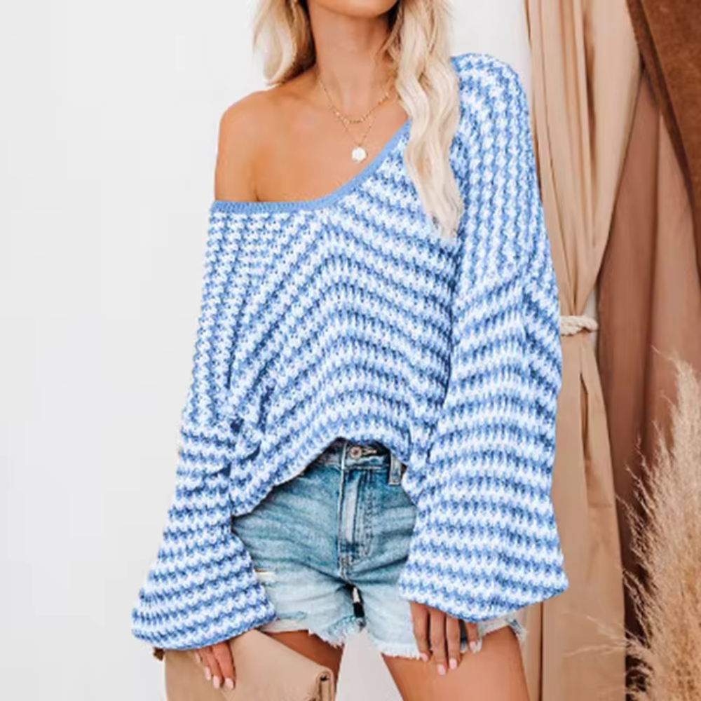 Variant image for Dam Tröja Oversized Randig Mjuk Bomull-9