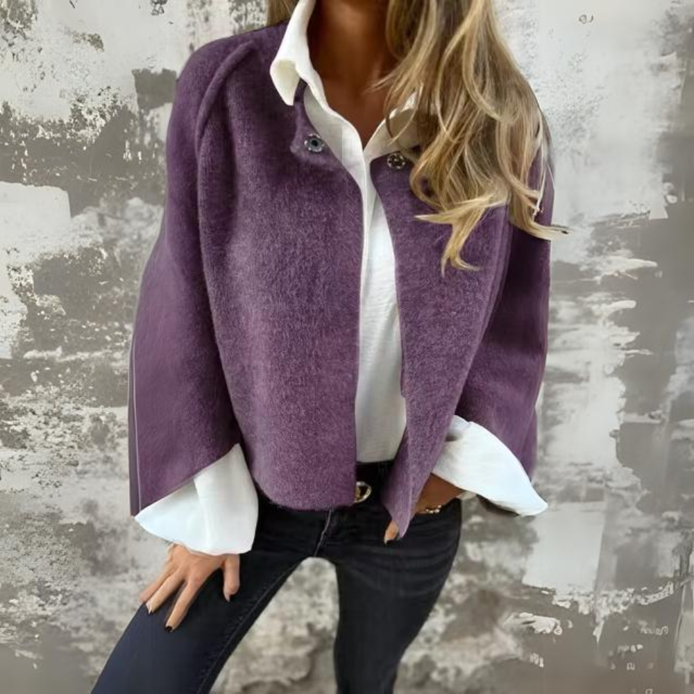 Dam Lång Vinterjacka Elegant Naturliga Material-4