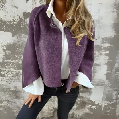 Dam Lång Vinterjacka Elegant Naturliga Material-4