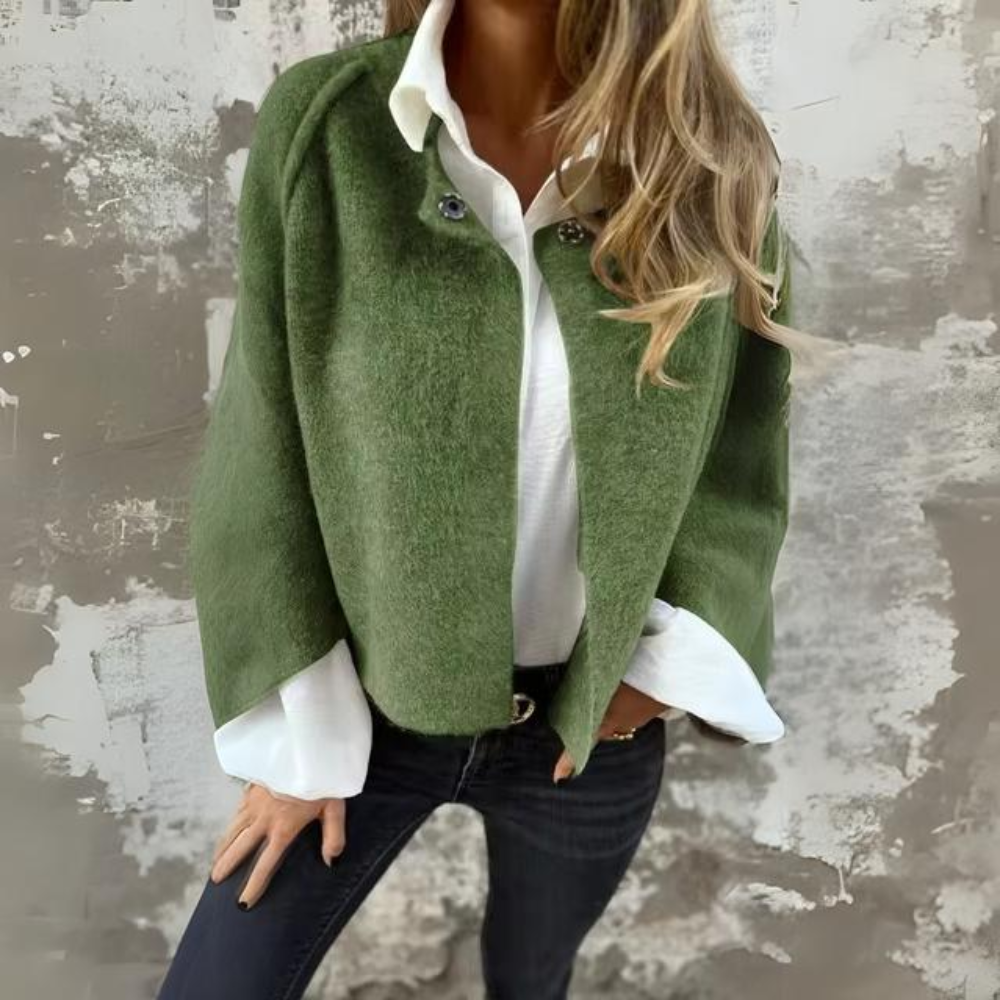 Dam Lång Vinterjacka Elegant Naturliga Material-5