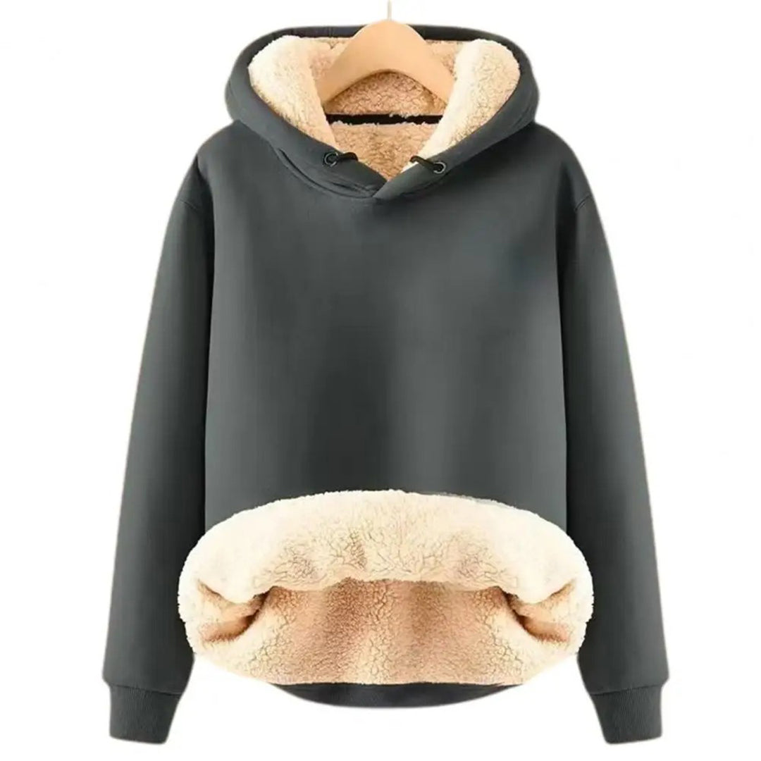 Kvinnors Hoodie Avslappnad Fleece Varm med Justerbar Huva-5