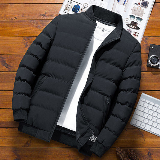 Herrjacka Vindtät Quiltad Bomberjacka Polyester för Höst och Vinter-1