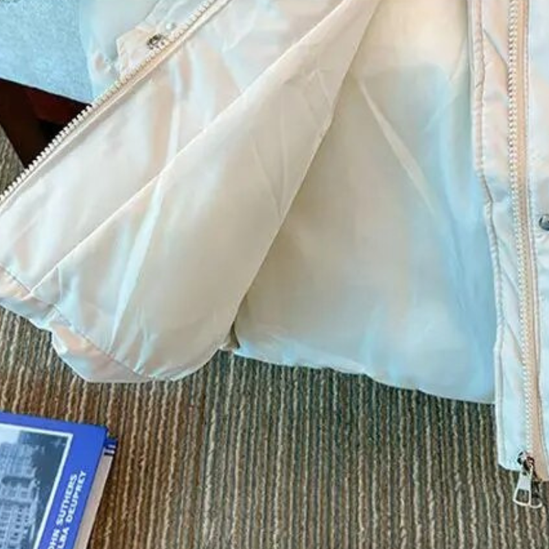 Dam Vinterjacka Quiltad med Huva Polyester för Kalla Dagar-2