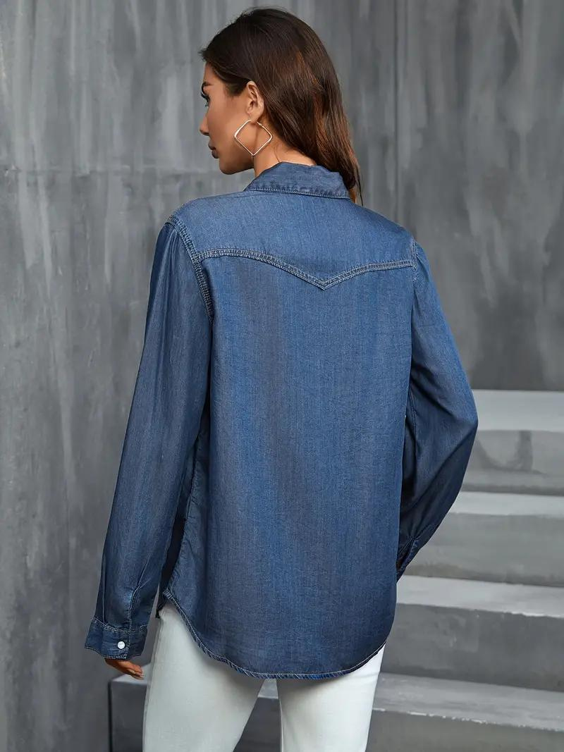 Dam Blus Långärmad Lös Passform Ljusväv-6