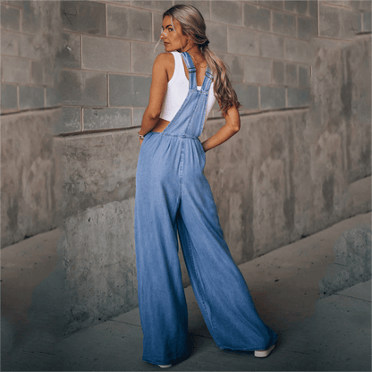 Dam Jumpsuit Lång Avslappnad Denim-3