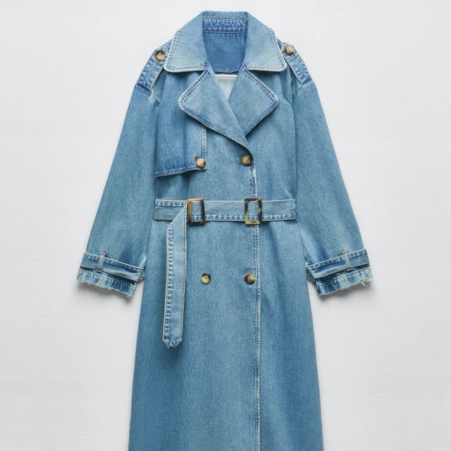 Variant image for Lång Trenchcoat Dam Slim Fit med Midjebälte Polyester och Bomull-1