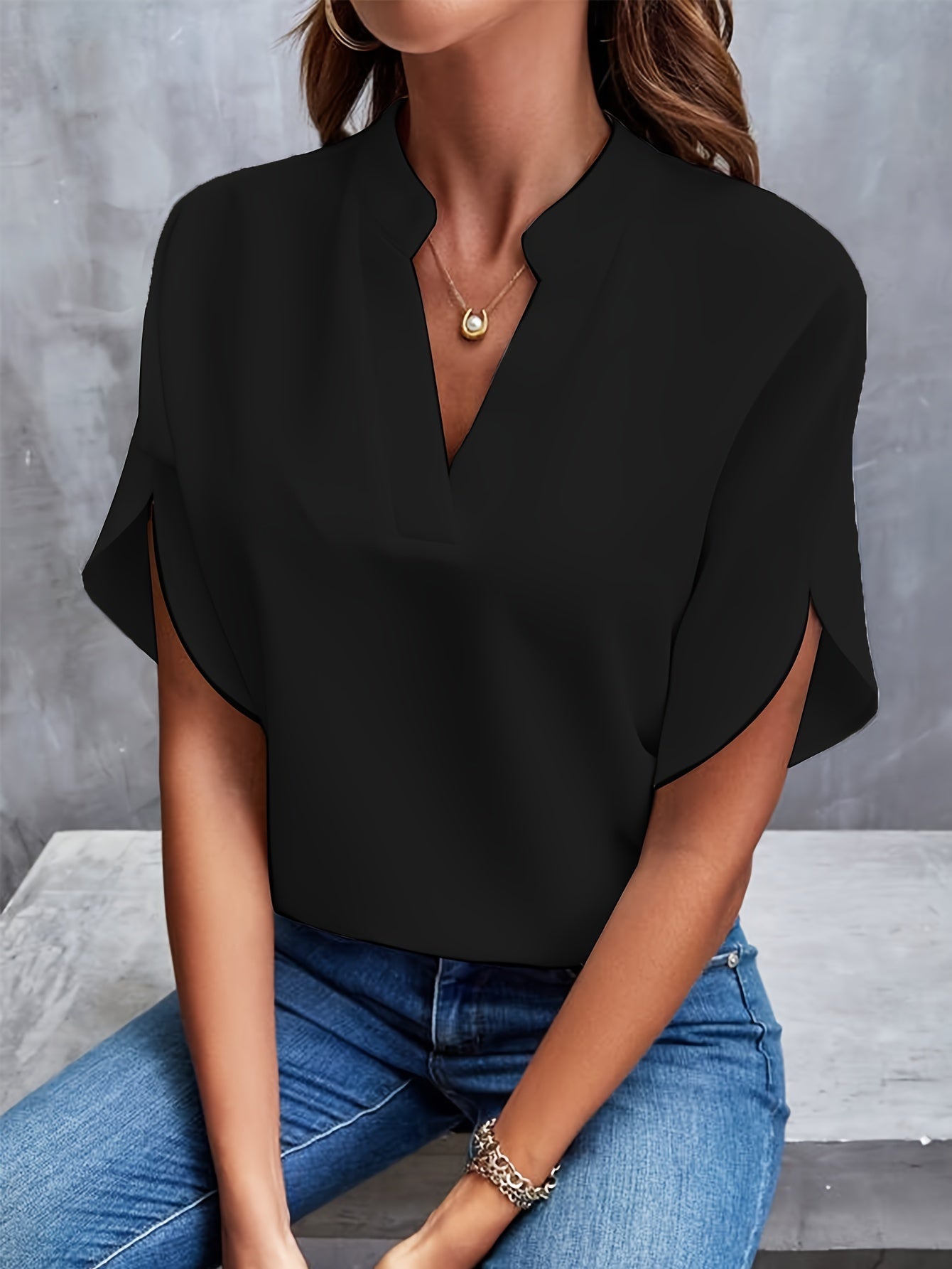Kvinna Blus Lätt Bomullsblandning Modern Design-4