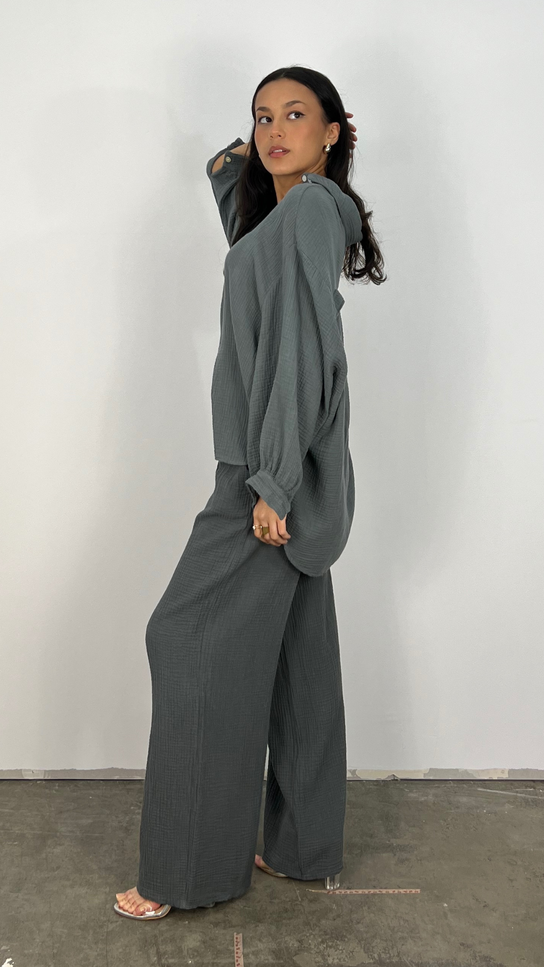 Variant image for Snygga Byxor Dam Musselin 100% Bomull med Knappframsida-3