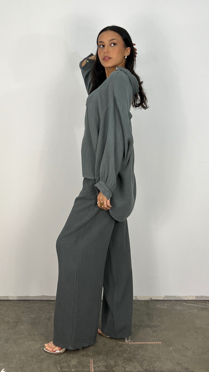 Variant image for Snygga Byxor Dam Musselin 100% Bomull med Knappframsida-3