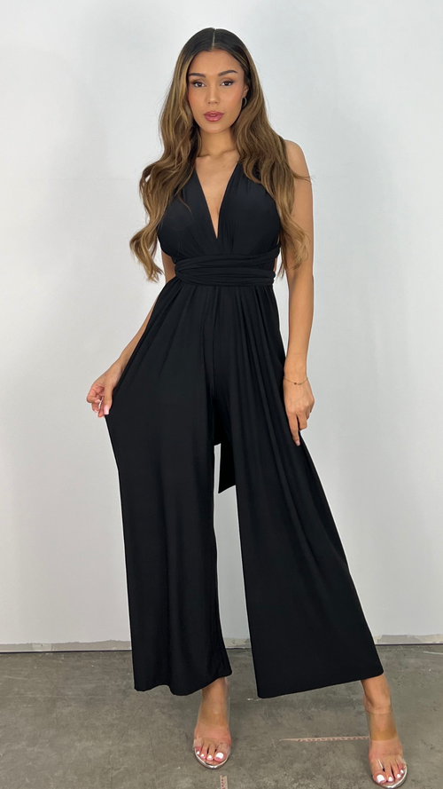 Dam Jumpsuit Veckad Polyester för Vardags- och Festbruk-1
