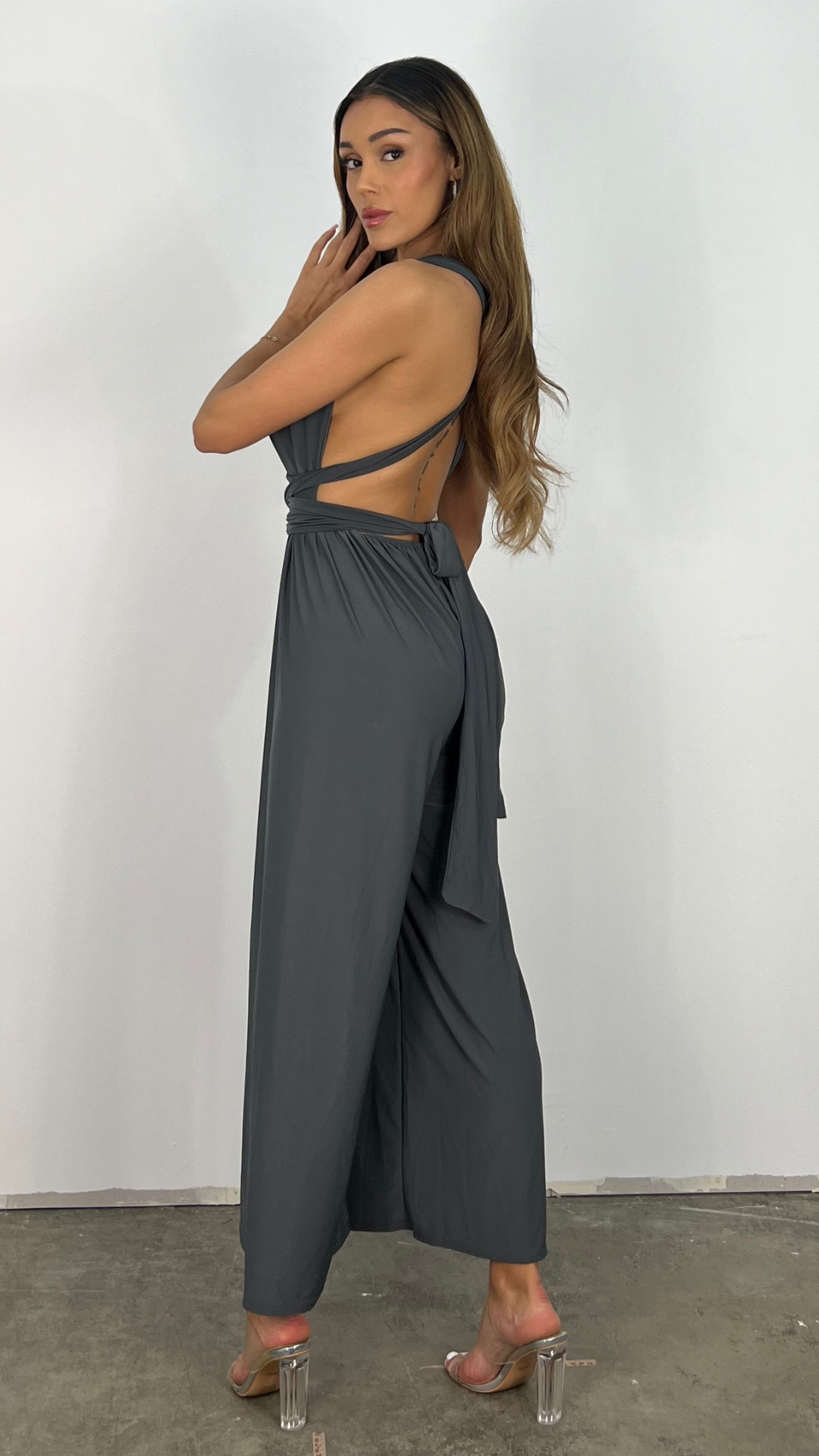 Dam Jumpsuit Veckad Polyester för Vardags- och Festbruk-6