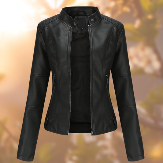 Dam Skinnjacka Modern Design Mjuk PU Regular Fit-1
