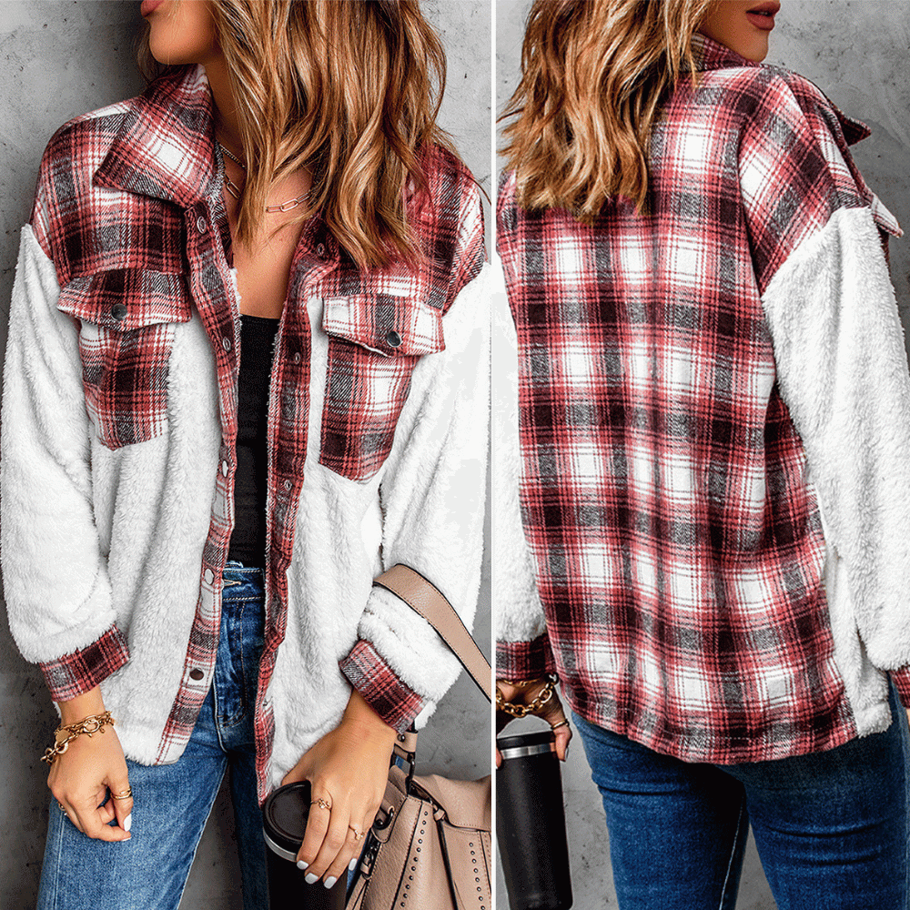 Variant image for Fleecejacka Dam Rutigt Mjuk Polyester Varm-1