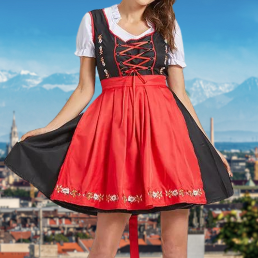 Dam Dirndl Klänning Traditionell Design Polyester med Korta Ärmar och V-Ringning-1