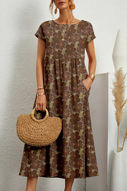 Variant image for Dam Klänning Cirkulär Halsringning Tryckt Mjukt Tyg-21