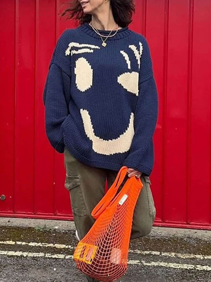 Variant image for Stickad Tröja Dam Avslappnad Vinter Mjuk Blandningstyg-5