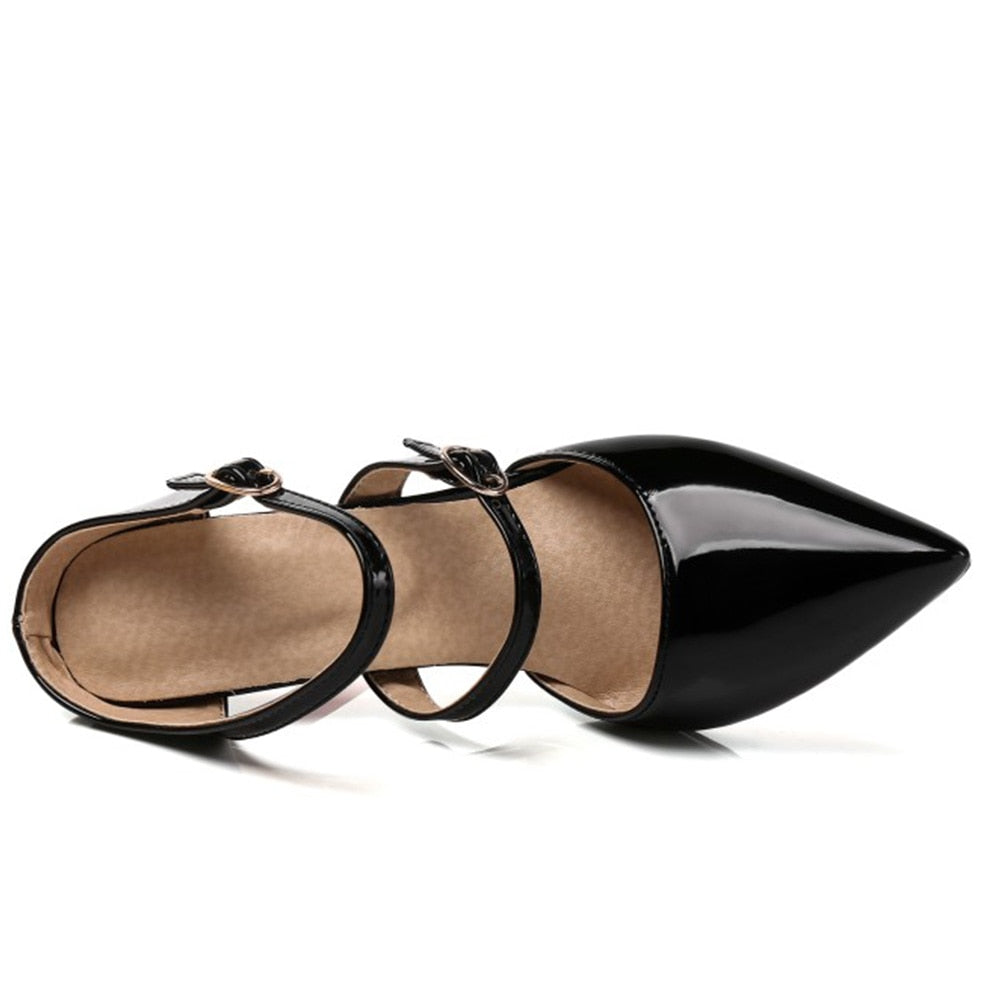 Damer Mules Höga Klackar PU-Läder Öppen Tå-5