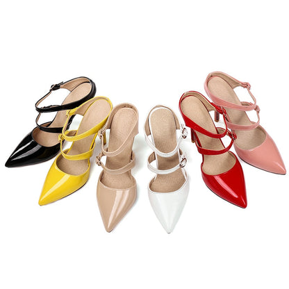 Damer Mules Höga Klackar PU-Läder Öppen Tå-6