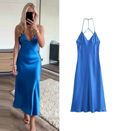 Dam Festklänning Slimmad Polyester Bakre Design-1